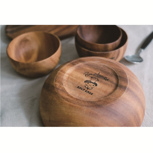 【上新特惠】Brut Cake原创微笑实木沙拉碗汤碗家用高级感水果碗