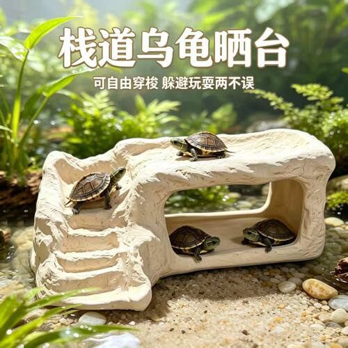 粗陶乌龟缸晒背爬台躲避休息