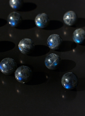 黑体拉长石散珠单珠天然蓝光拉长石手链珠子配珠「亚特兰蒂斯」