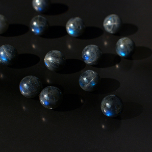 黑体拉长石散珠单珠天然蓝光拉长石手链珠子配珠「亚特兰蒂斯」