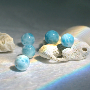 海纹石单珠天然拉利玛手串圆珠散珠多宝珠子「海在不远处歌唱」