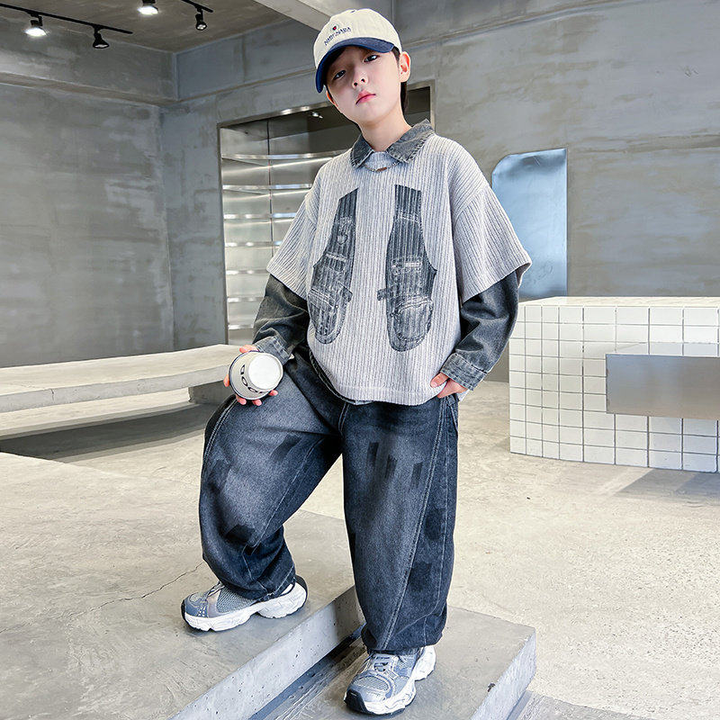 日本JGYP2026新款男童春款套装痞帅气时髦卫衣运动休闲春季两件套