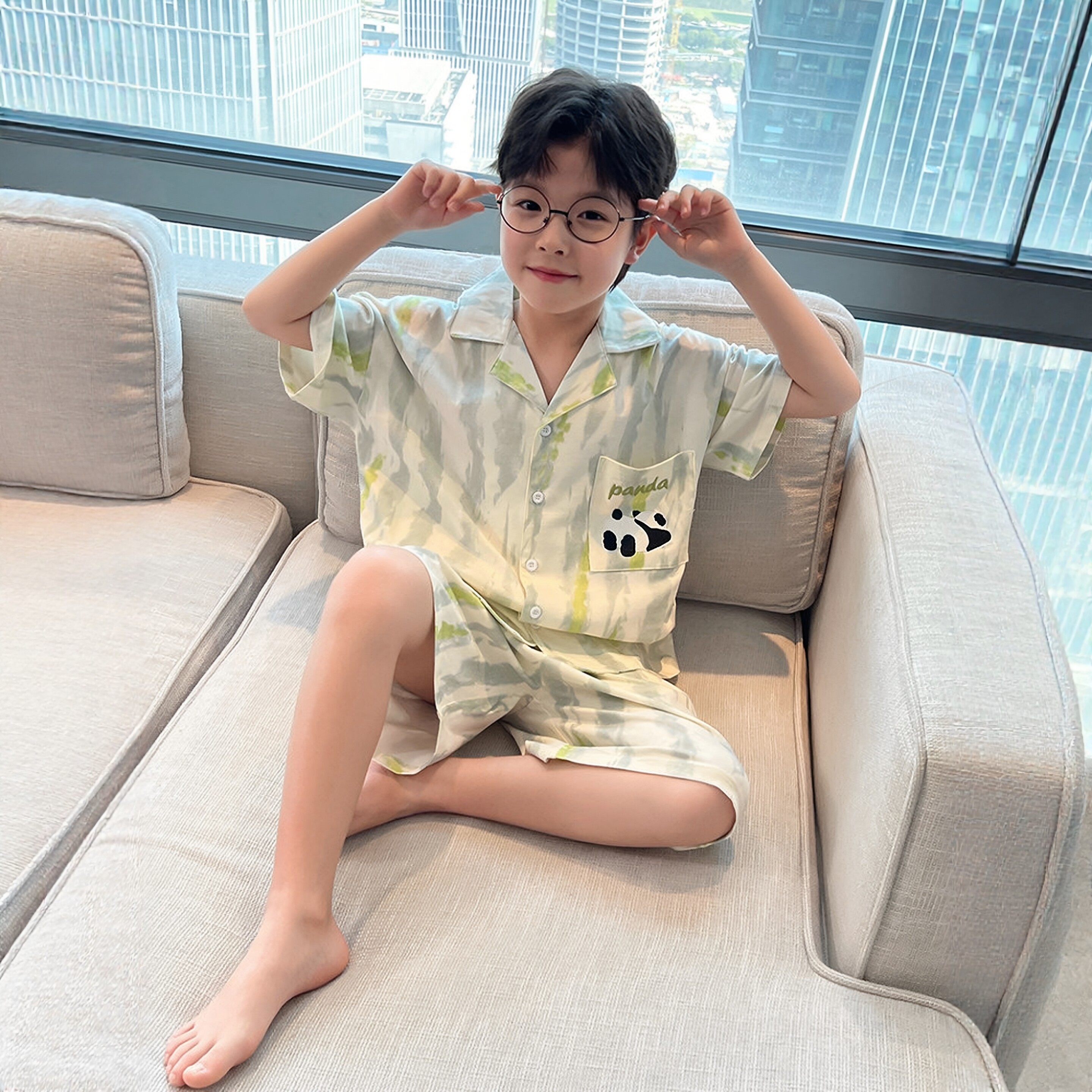 日本JGYP2026新款男童夏季睡衣套装青少年薄款短袖男孩家居空调服