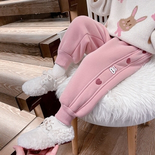 洋气女宝宝一体绒外穿加绒加厚棉裤 子冬季 裤 日本JGYPDM2025新款