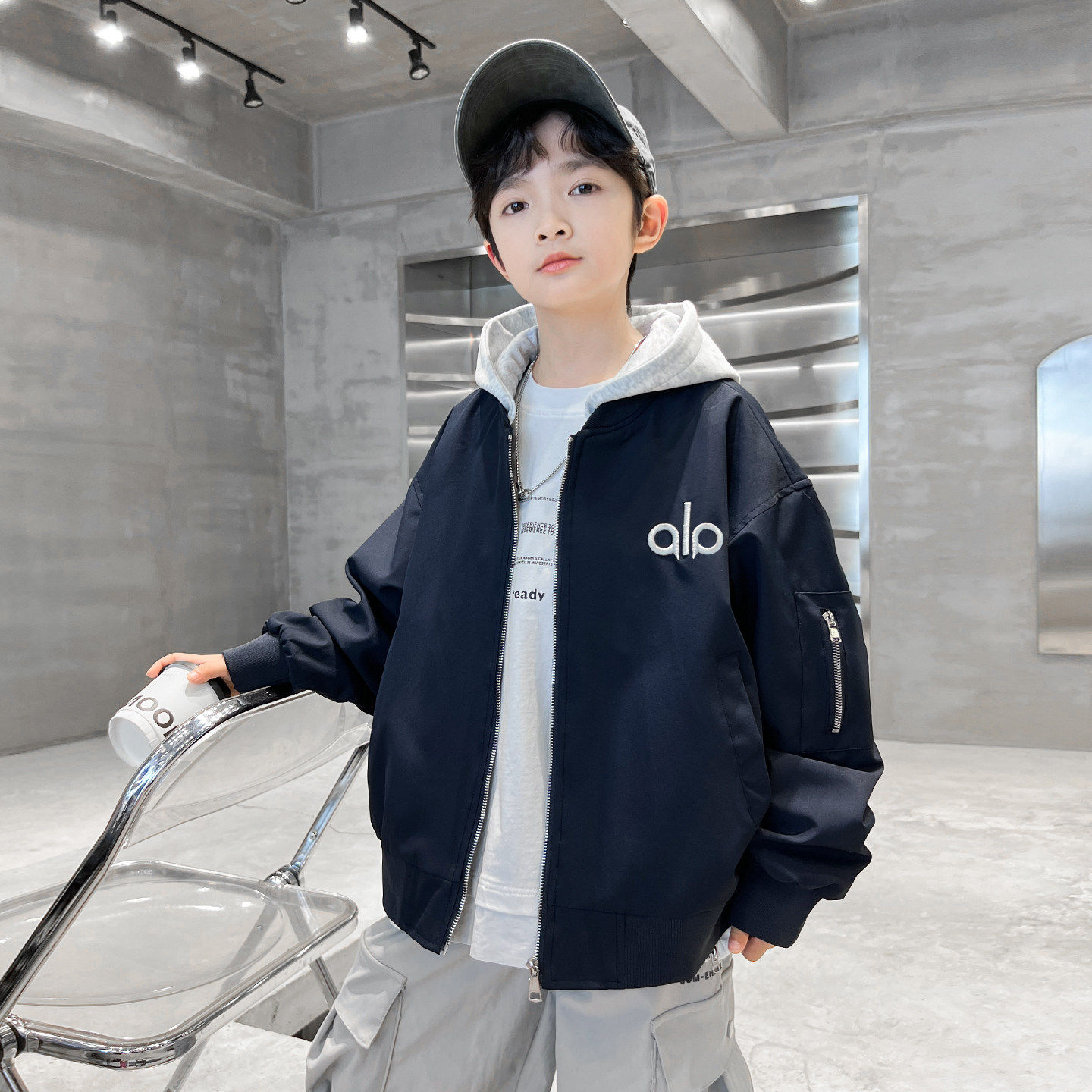 日本JGYP2026新款男童外套春秋款中大童棒球服儿童秋装连帽夹克潮