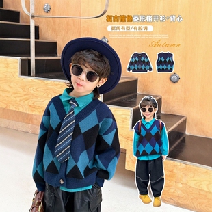 日本JGYPDM2026新款童装开衫毛衣中小童时髦休闲背心针织马甲上衣