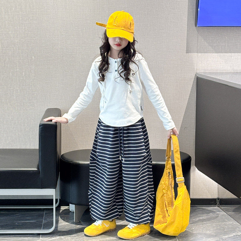 日本JGYP2026新款女童春秋薄款套装洋气卫衣中大童束脚裤两件套潮