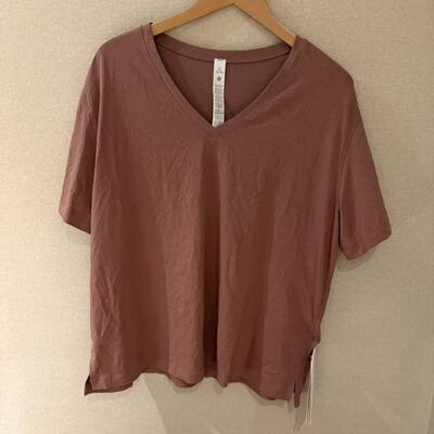 lululemon cotton blend relaxed V-neck SS 女士运动T恤