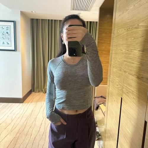 lululemon士短款运动长袖