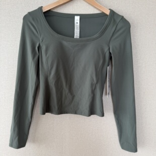 lululemon smooth and ribbed nulu 女士罗纹低圆领长袖T恤含胸垫
