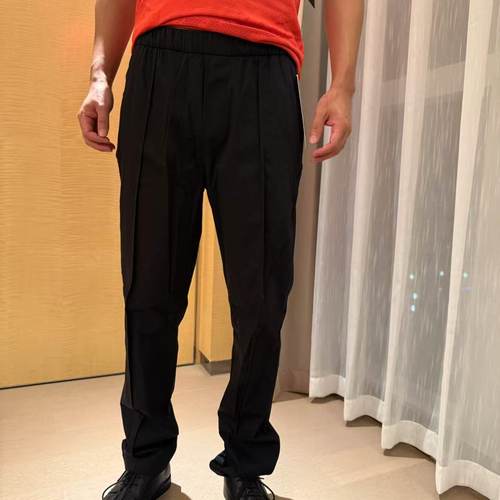 lululemon cotton twill 男士棉混纺斜纹中褶松紧腰长裤*常规偏短