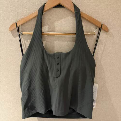 lululemon ribbed nulu henley halter tank B/C 女士运动背心