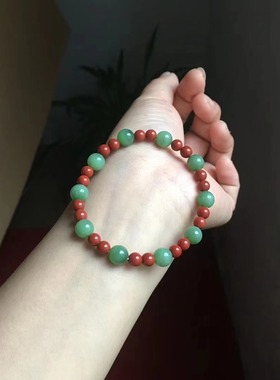 天然和田玉碧玉阳绿猫眼南红玛瑙圆珠女款手串手链佛珠带证书