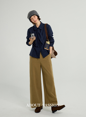 About Passion · 百搭通勤直筒加厚洗水棉休闲裤冬季新款阔腿裤