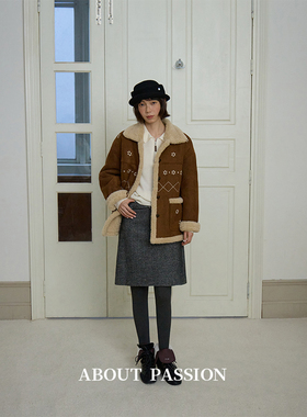About Passion · 设计感腰带毛呢半身裙