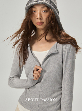 About Passion · 高级感通勤撞色内搭T恤正肩修身内搭收腰上衣