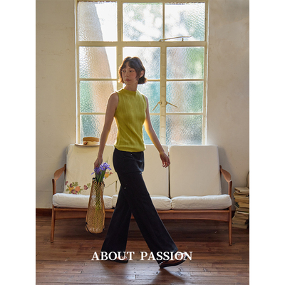 About Passion · 圆领针织背心女夏外穿肌理感坑条无袖上衣T恤