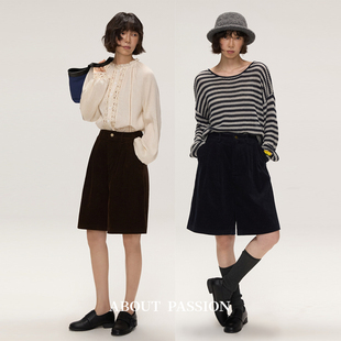 法式 灯芯绒短裤 早秋新款 About 复古百搭通勤休闲裤 Passion