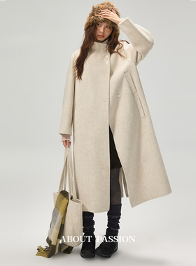 About Passion · 立领长款羊毛毛呢大衣双面呢外套