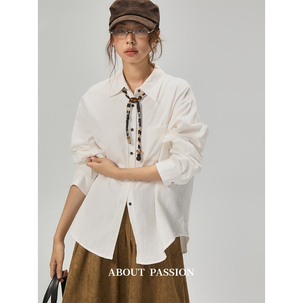 复古显瘦长袖衬衣文艺百搭通勤