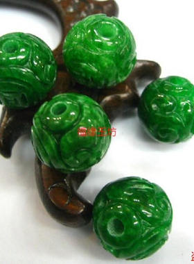 diy铁龙生祖母绿雕花翡翠干青
