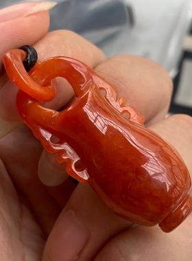 翡翠玉花瓶吊坠红翡玉坠项链缅甸