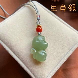新款和田玉小生肖小猴子吊坠女项链玉猴小滴溜礼物玉坠立体玉吊坠