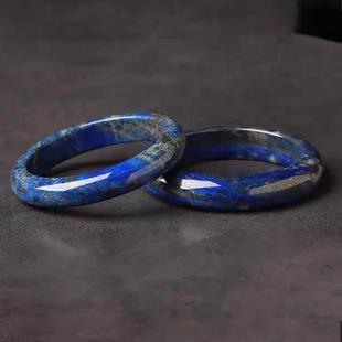 精品天然青金石玉镯青花级本色青金石手镯共生方解石蓝色镯子女款