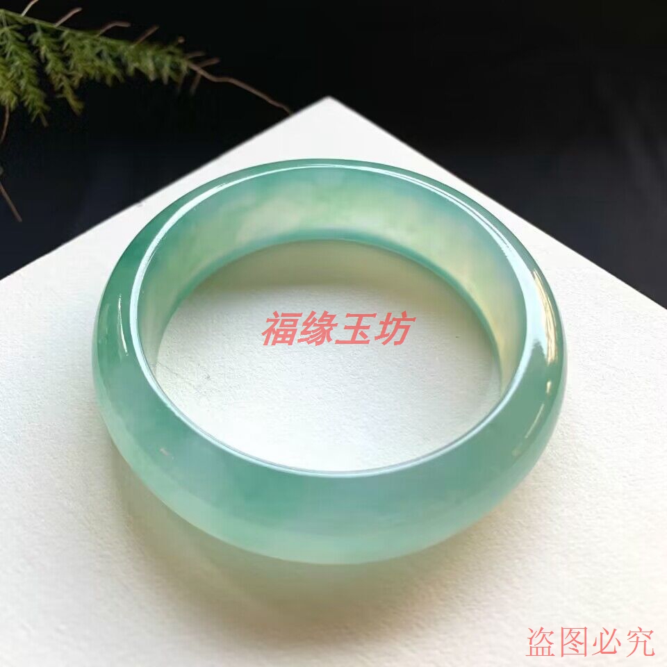 天然缅甸冰种飘花翡翠手镯正品