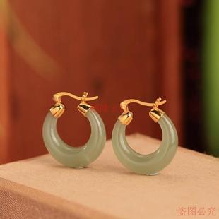 精品金丝玉耳环2024新款 耳饰送女友生日礼物 上弦月女款
