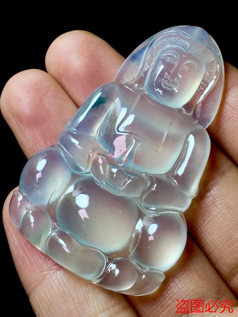 老坑翡翠高冰种玉观音菩萨吊坠挂件男款高端送礼包邮