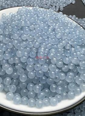 翡翠散珠冰种浅蓝色圆珠4mm小圆珠diy手串项链耳环隔珠配饰新品