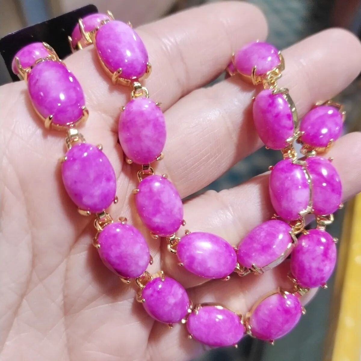 天然南非舒俱来精雕蛋形925纯银镶嵌手链樱花粉苏纪石手串女礼品