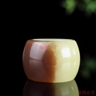 精仿新疆和田玉黄口料带糖扳指男士扳指玉石戒指指环糖玉扳指