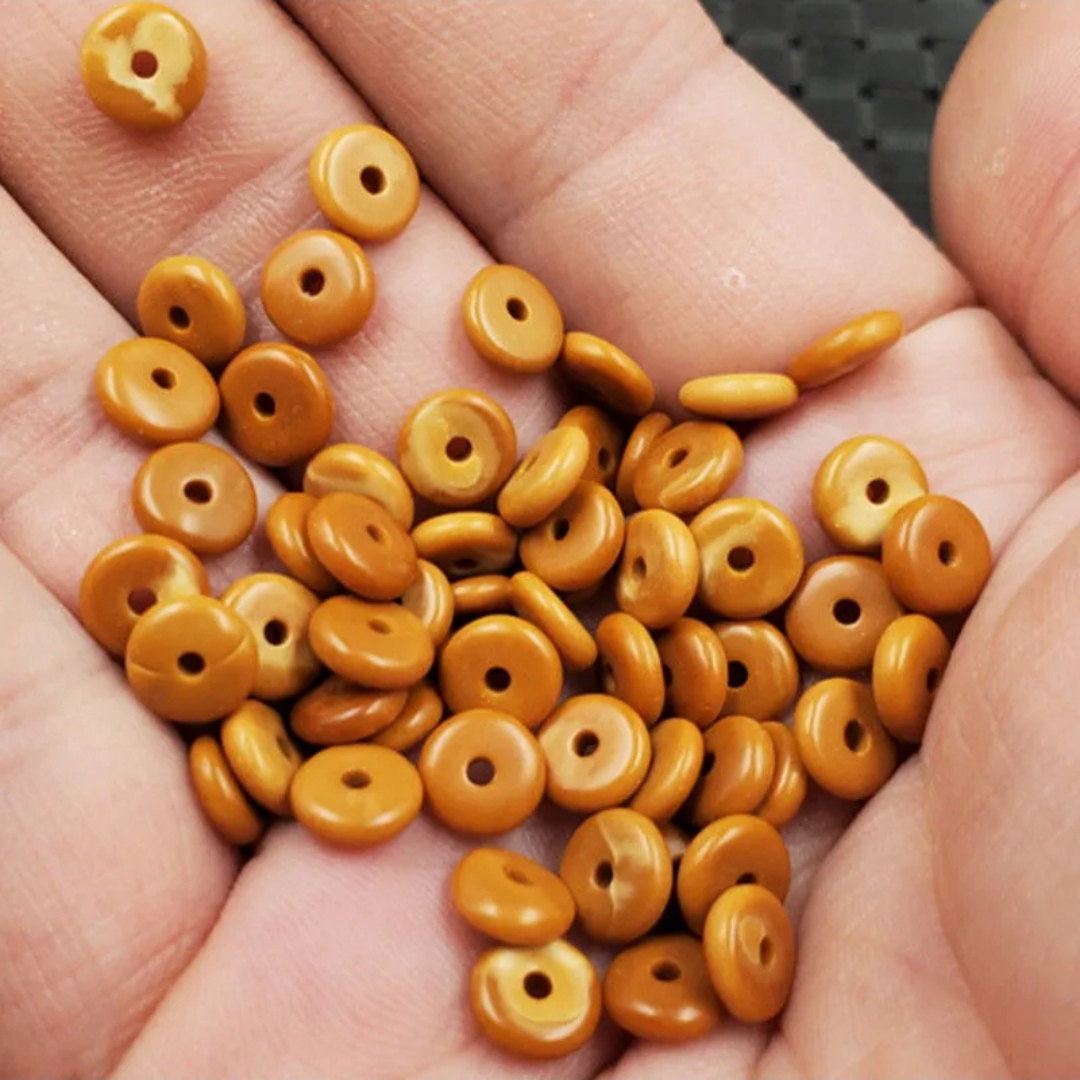 天然饰品散珠橄榄核玉钱扣