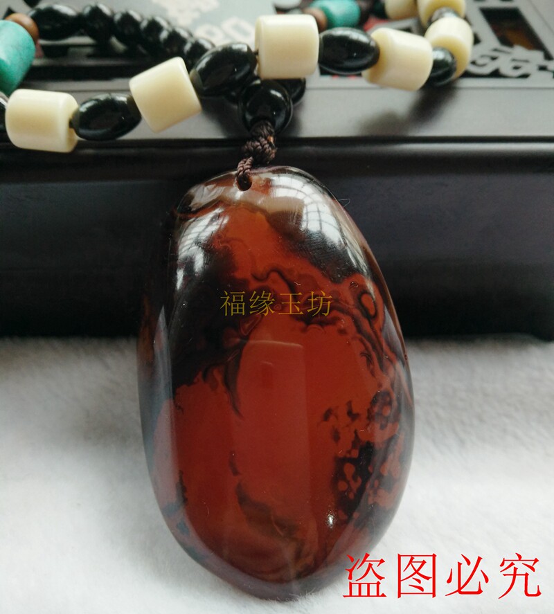 缠丝红玛瑙吊坠男女款南红原石玛瑙挂件项链毛衣链石头手把件