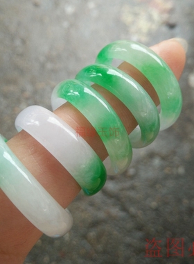 翡翠冰种戒指阳绿色男飘绿尾戒
