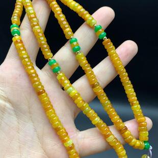 精品翡翠色颈饰黄翡翠佛珠项链108颗算盘珠男款女款挂脖饰品