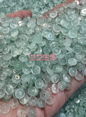 天青冻 DIY饰品配件6毫米浅油青翠玉平安扣隔珠隔片 散珠
