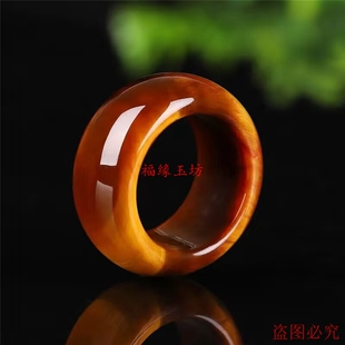 天然黄虎眼石玉石戒指虎睛石男女玉石扳指鹰眼石宝石指环手饰