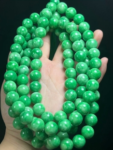 缅甸翡翠满阳绿算盘珠108颗佛珠项链冰种圆珠男款手链翡翠豆绿女