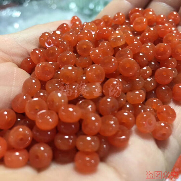 diy冰种红翡a货玉石编织算盘珠图片