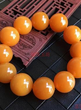 精品天然黄龙玉手串冰透鸡油黄色10-20mm大颗粒手链男女同款手饰
