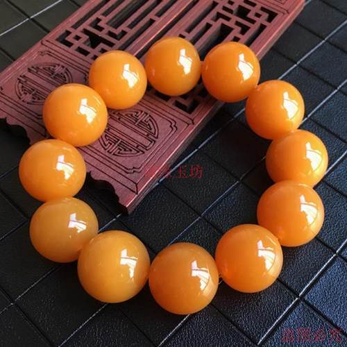精品天然黄龙玉手串冰透鸡油黄色10-20mm大颗粒手链男女同款手饰