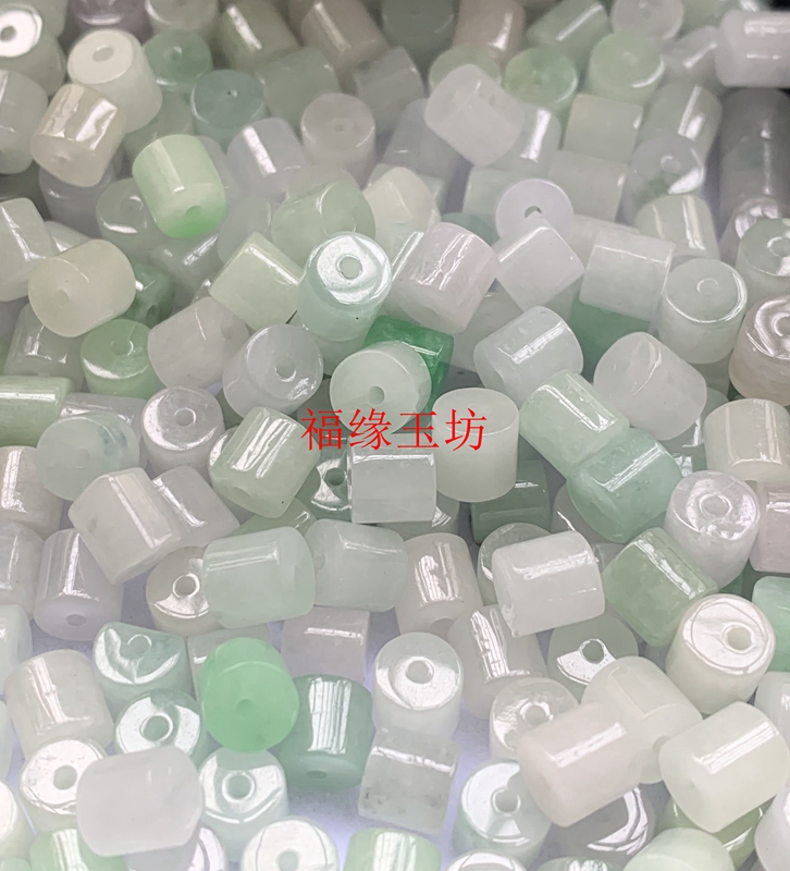 冰种翡翠算盘珠巴山翠桶珠直筒珠