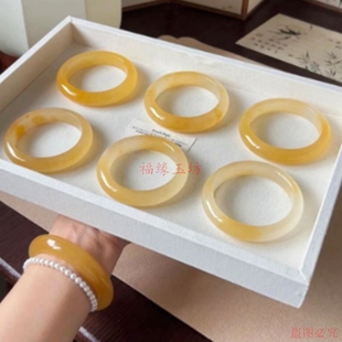 天然冰种黄龙玉手镯香槟金色玉石手镯新中式女特色气质珠宝手镯