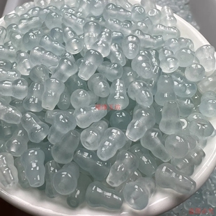 翡翠巴山翠天青冻冰种小葫芦玉珠散珠串珠手工DIY配件饰品配饰
