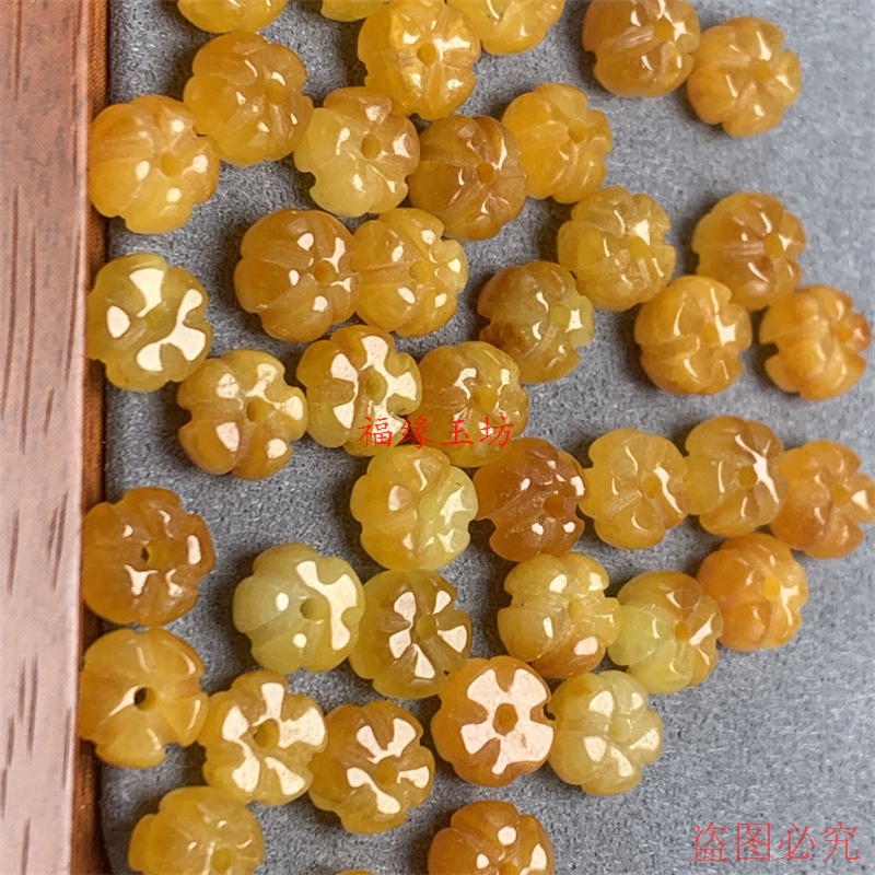 天然老黄玉南瓜珠diy手链配饰