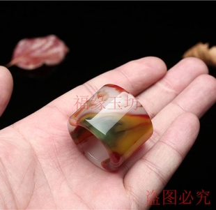 新疆和田玉指环扳指七彩玉戒指男款霸气翡翠玉扳指飘花玉指环拇指