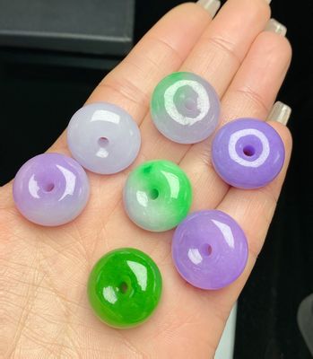 翡翠多彩冰种平安扣配件